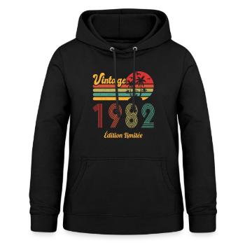 Vintage 1982 Vintage Anniversaire Idée Cadeau 1982 - Sweat à capuche Femme - noir - Devant - AI Model Female 172 light (172cm)