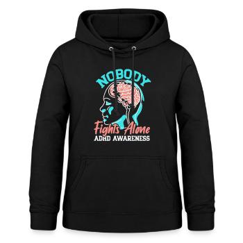 Niemand kämpft allein ADHS Bewusstsein Neurodivers - Frauen Hoodie - Schwarz - Vorne - AI Model Female 172 light (172cm)