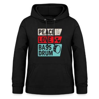 Peace Love Bass Drum Music Instrument - Frauen Hoodie - Schwarz - Vorne - AI Model Female 172 light (172cm)