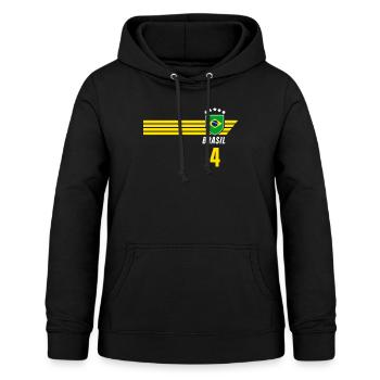 Brazil Brazilian Seleção Football Fan Jersey - Women's Hoodie - black - Front - AI Model Female 172 light (172cm)