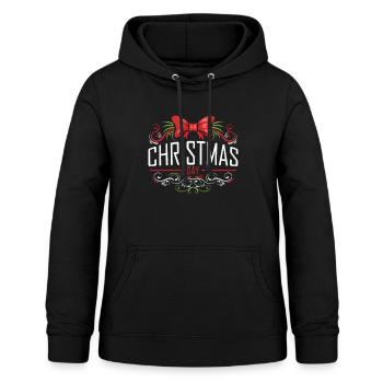 Red Ribbon With Ornaments For Merry Christmas - Frauen Hoodie - Schwarz - Vorne - AI Model Female 172 light (172cm)