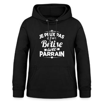 Je peux pas j'ai bêtise avec parrain - Sweat à capuche Femme - noir - Devant - AI Model Female 172 light (172cm)