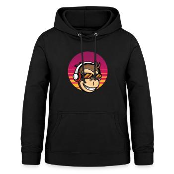 Monkey with headset - Women's Hoodie - black - Front - AI Model Female 172 light (172cm)