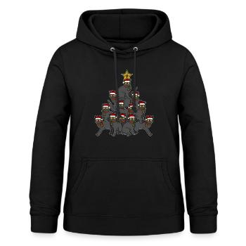 Katzen Weihnachtsbaum - Frauen Hoodie - Schwarz - Vorne - AI Model Female 172 light (172cm)