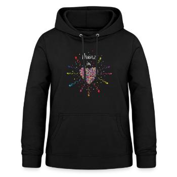 Mainz im Herz Karneval Fasching Fasnacht Konfetti - Frauen Hoodie - Schwarz - Vorne - AI Model Female 172 light (172cm)