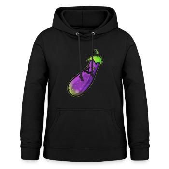 Eggplant Aubergine Jack O Lantern Face Costume - Frauen Hoodie - Schwarz - Vorne - AI Model Female 172 light (172cm)