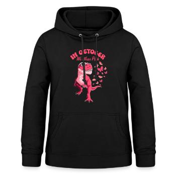 Cancer Du Sein Octobre Rose Papillon Dinosaure - Sweat à capuche Femme - noir - Devant - AI Model Female 172 light (172cm)
