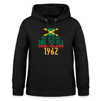 Jamaika Shirt, Out Of Many One People 1962 Tee, - Frauen Hoodie - Schwarz - Vorne - AI Model Female 172 light (172cm)