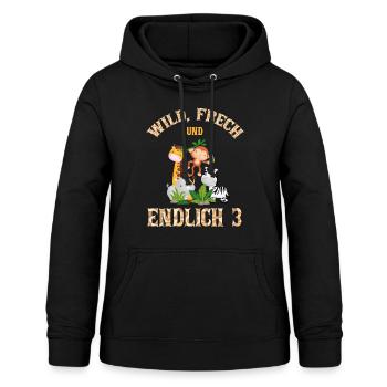 Wild Frech und Endlich 3 Jahre, 3. Geburtstag - Frauen Hoodie - Schwarz - Vorne - AI Model Female 172 light (172cm)