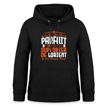 je ne suis pas parfait, supporteur de Lorient. - Sweat à capuche Femme - noir - Devant - AI Model Female 172 light (172cm)