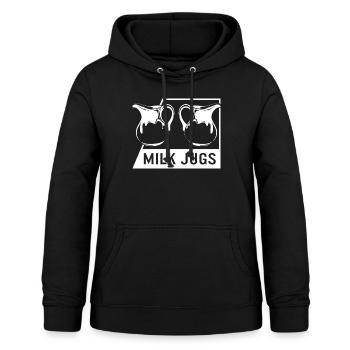 Chemise d’allaitement, Cruches de lait design Funny Tee, - Sweat à capuche Femme - noir - Devant - AI Model Female 172 light (172cm)