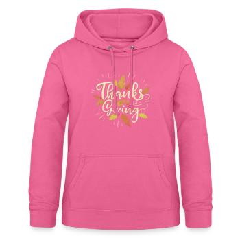 Logo manuscrit Feuilles brunes Thanksgiving - Sweat à capuche Femme - rose - Devant - AI Model Female 172 light (172cm)