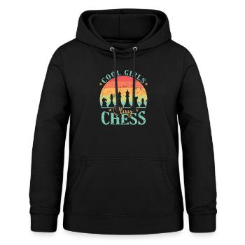 Cool Girls play Chess Schach Denksport - Frauen Hoodie - Schwarz - Vorne - AI Model Female 172 light (172cm)