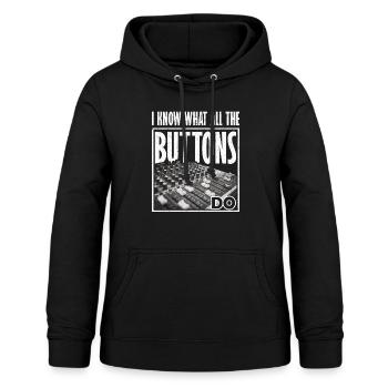 Iknow what all the Buttons do Tontechniker - Frauen Hoodie - Schwarz - Vorne - AI Model Female 172 light (172cm)