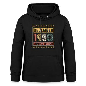 Millésime Décembre 1950 Édition Limitée Anniversaire - Sweat à capuche Femme - noir - Devant - AI Model Female 172 light (172cm)