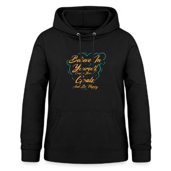 Goal Life Quotes Happy Positive Message - Sweat à capuche Femme - noir - Devant - AI Model Female 172 light (172cm)