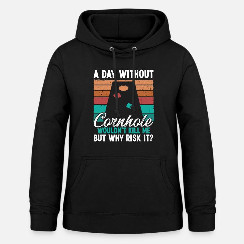 Cornhole Player Vintage Bag Throwing Game - Women's Hoodie - black
