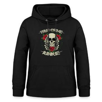 True Crime Junkie - Frauen Hoodie - Schwarz - Vorne - AI Model Female 172 light (172cm)