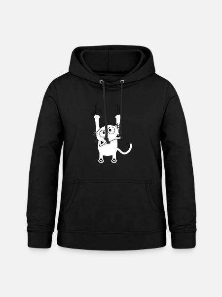 Katze fällt Kratzer Kätzchen - Frauen Hoodie - Schwarz