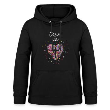 Jesus im Herz Kreuz Glaube Christen Freikirche - Frauen Hoodie - Schwarz - Vorne - AI Model Female 172 light (172cm)