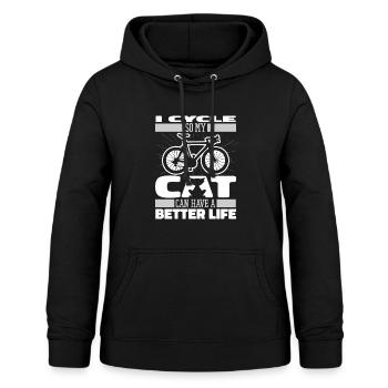 Vélo de route Cycliste Chat - Sweat à capuche Femme - noir - Devant - AI Model Female 172 light (172cm)