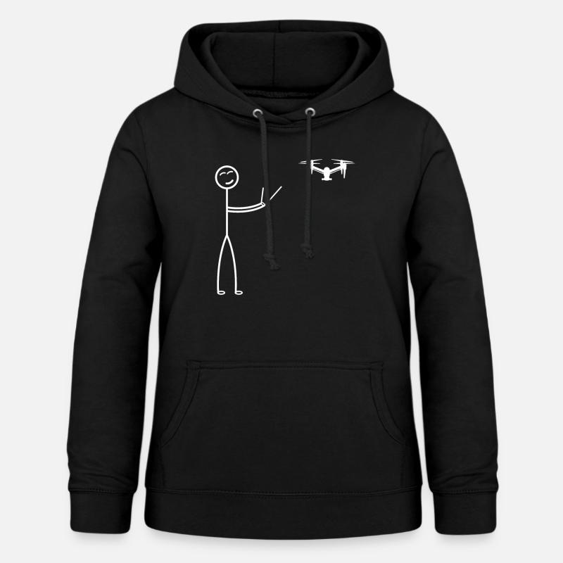Quadcopter Drone Pilot Stick Figure - Funny Drone - Women's Hoodie - black