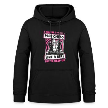Skak piger - Dame hoodie - sort - Foran - AI Model Female 172 light (172cm)