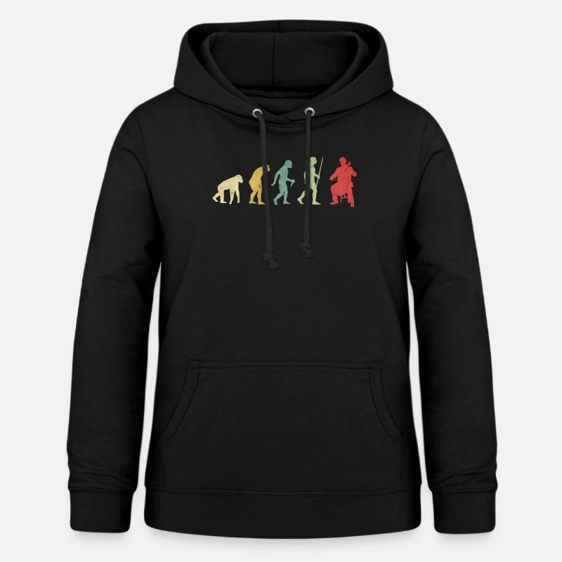 Cello Playing Man Evolution - Women's Hoodie - black