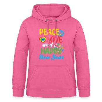 Réveillon du Nouvel An, Paix, Amour, Bonne Année - Sweat à capuche Femme - rose - Devant - AI Model Female 172 light (172cm)