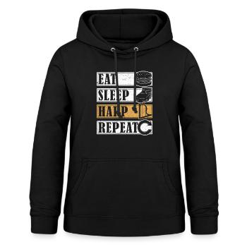 Eat Sleep Harp Repeat Harfe - Frauen Hoodie - Schwarz - Vorne - AI Model Female 172 light (172cm)