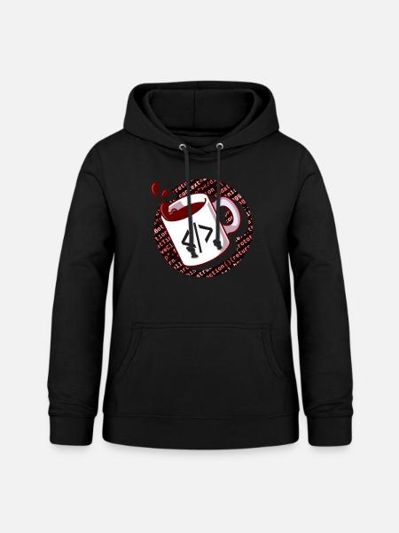 Programmierer Shirt, JavaScript Code Kaffeeliebhaber - Frauen Hoodie - Schwarz