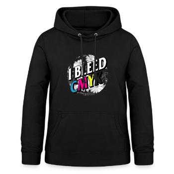 Chemise de graphiste, je saigne CMJN couleur florale - Sweat à capuche Femme - noir - Devant - AI Model Female 172 light (172cm)