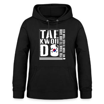 Taekwondo Shirt, We Train Too Kick Your Ass Korea - Frauen Hoodie - Schwarz - Vorne - AI Model Female 172 light (172cm)