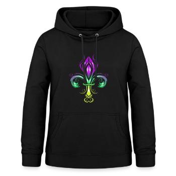 Fleur de Lis avec dégradé de couleurs en or, vert - Sweat à capuche Femme - noir - Devant - AI Model Female 172 light (172cm)