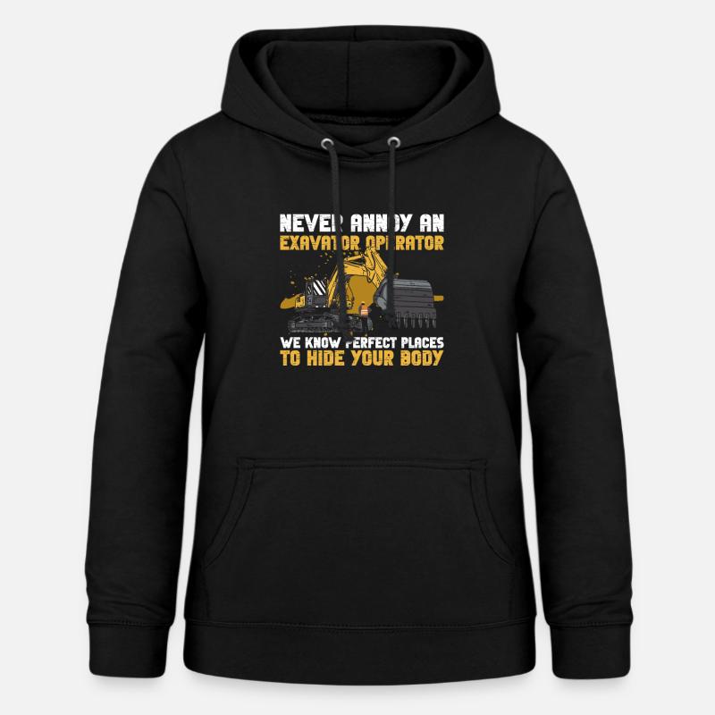 Bagger Baggerführer Baggerfahrer - Sweat à capuche Femme - noir
