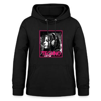 Techno Vaporwave Nun Christian God Music - Sweat à capuche Femme - noir - Devant - AI Model Female 172 light (172cm)