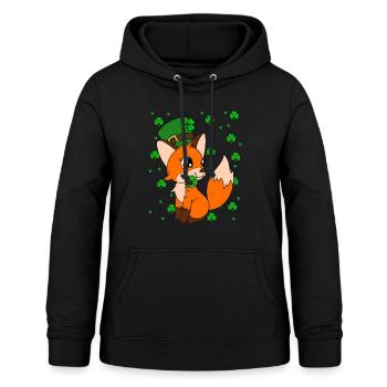 Mignon trèfle renard Saint-Patrick - Sweat à capuche Femme - noir - Devant - AI Model Female 172 light (172cm)