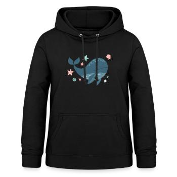 Blauwal Süß Kinder Wal Meer - Frauen Hoodie - Schwarz - Vorne - AI Model Female 172 light (172cm)