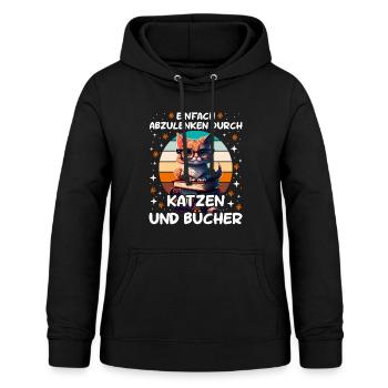 Cats and Books Katzenliebhaber Book lover - Frauen Hoodie - Schwarz - Vorne - AI Model Female 172 light (172cm)