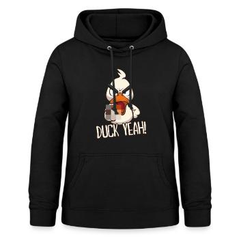 Duck Yeah! Lustige Ente mit Mittelfinger - Frauen Hoodie - Schwarz - Vorne - AI Model Female 172 light (172cm)