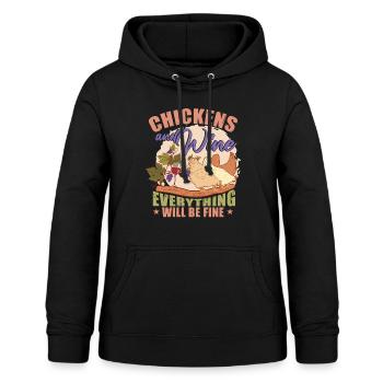 Drôle de vin Élevage de poulets - Sweat à capuche Femme - noir - Devant - AI Model Female 172 light (172cm)