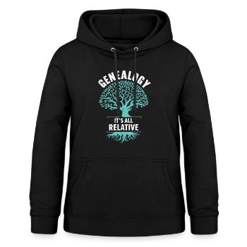 Genealogie Es ist alles relativ Genealogin - Frauen Hoodie - Schwarz - Vorne - AI Model Female 172 light (172cm)