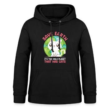 Save Earth Cat Lovers Species Conservation Environment - Women's Hoodie - black - Front - AI Model Female 172 light (172cm)