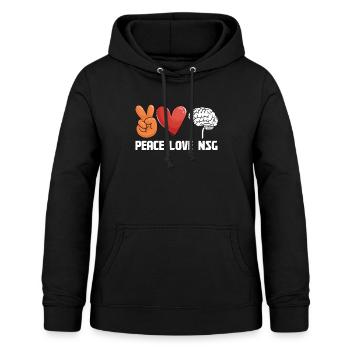 Gehirnchirurg Peace Love NSG Neurochirurg Chirurg - Frauen Hoodie - Schwarz - Vorne - AI Model Female 172 light (172cm)