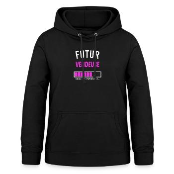 futur vendeuse - Sweat à capuche Femme - noir - Devant - AI Model Female 172 light (172cm)