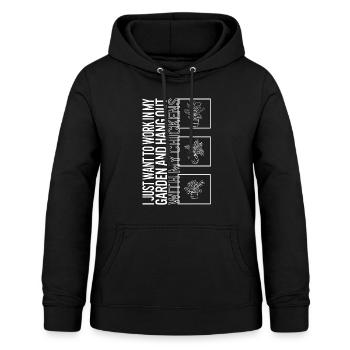Ich möchte nur in meinem Garten arbeiten und mit abhängen - Frauen Hoodie - Schwarz - Vorne - AI Model Female 172 light (172cm)
