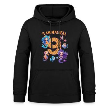Meerjungfrau Geburtstag 9 Jahre - Frauen Hoodie - Schwarz - Vorne - AI Model Female 172 light (172cm)