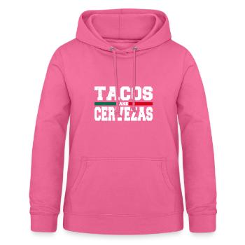 Tacos and Cervezas Funny Mexico Cinco de Mayo - Women's Hoodie - pink - Front - AI Model Female 172 light (172cm)