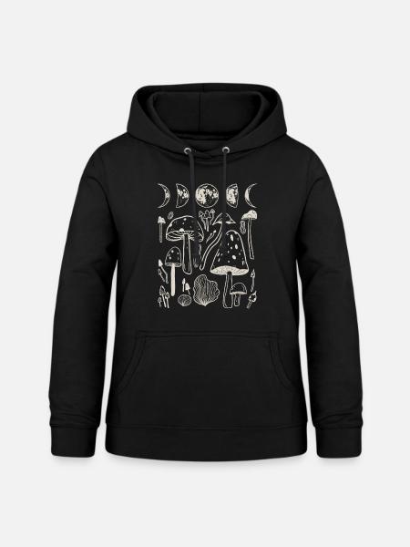 Camicia Goblincore, Fasi Lunari E T-shirt Funghi, - Felpa con cappuccio da donna - nero