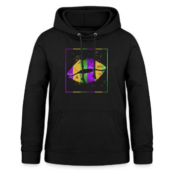 Mardi Gras Fleur De Lis Shirt, Mardi Lips Mardi - Sweat à capuche Femme - noir - Devant - AI Model Female 172 light (172cm)